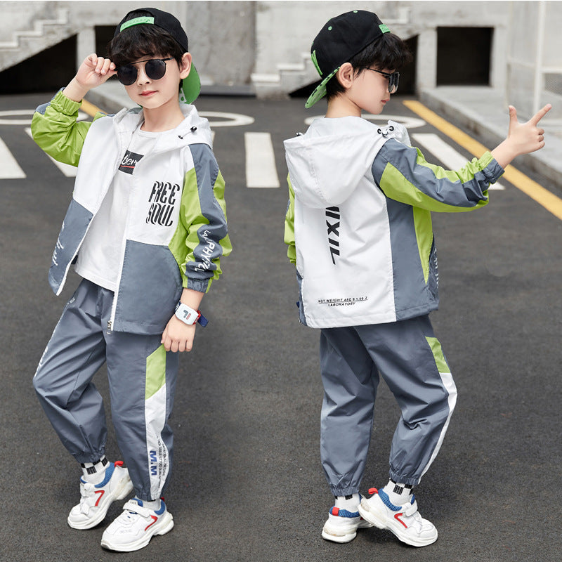 Children's Medium Large Sports Two Piece Set Handsome Fashionable Children's Suit