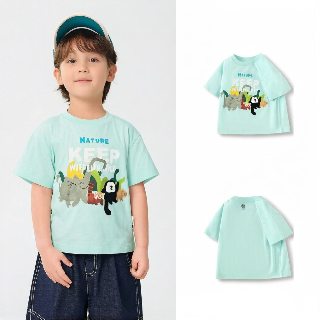 Children's Forest Zoo Boy's Short-sleeved Half Sleeve Children's T-shirt