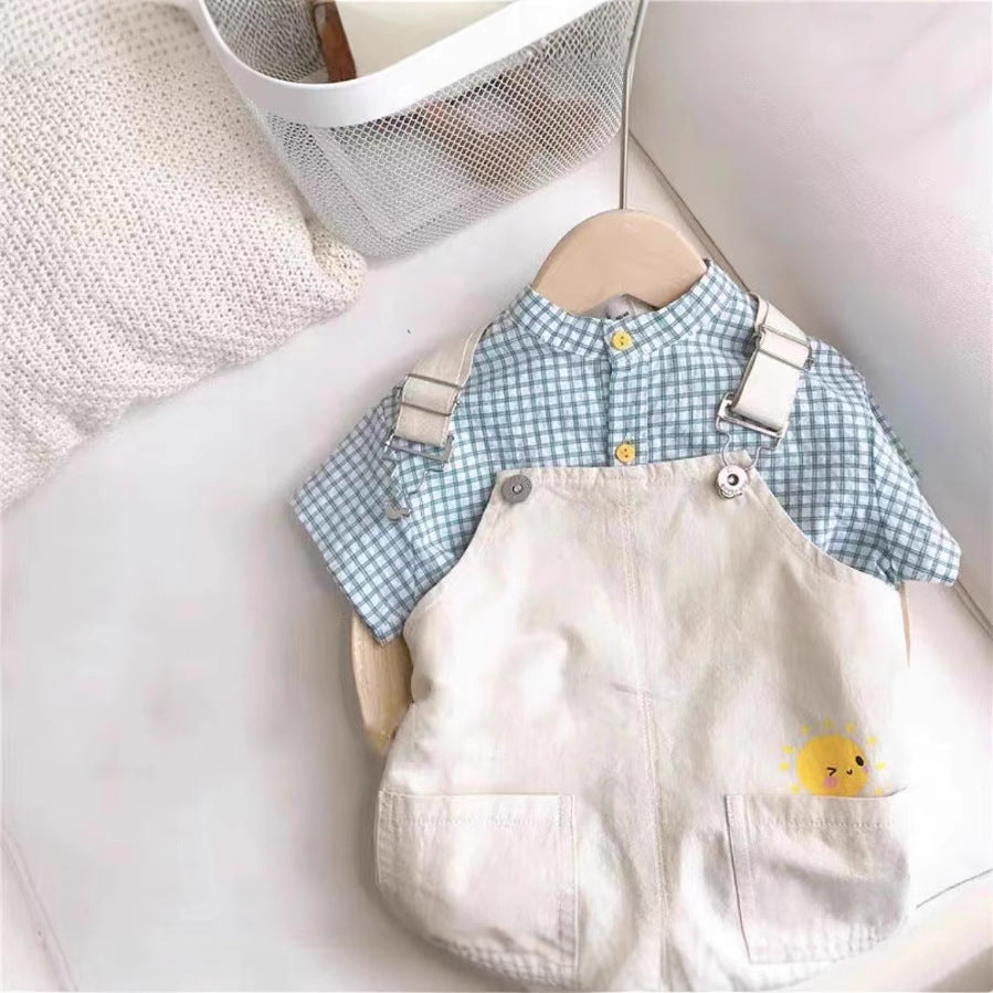 Children's Short-sleeved Summer Clothes Two-piece Handsome Fashion Korean Children's Suit