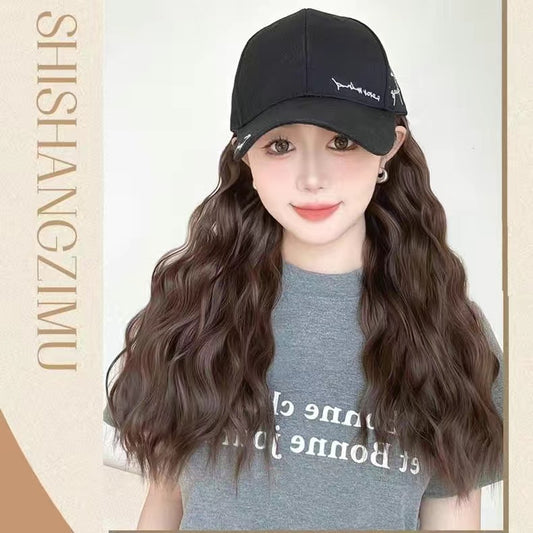 Women's Hat One-piece Summer Fashion Baseball With Wig Long Curls