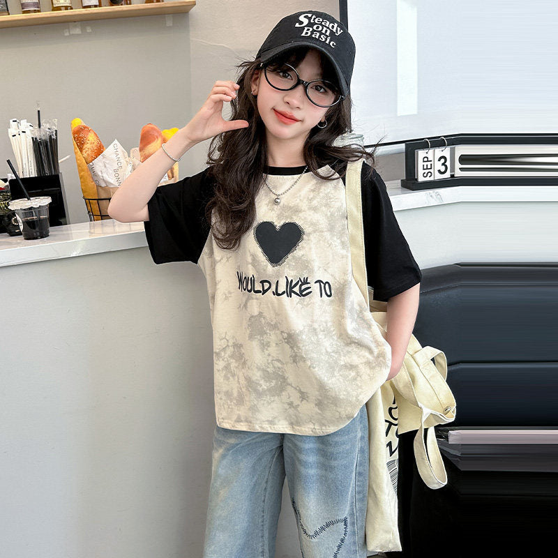 Children's Short-sleeved Summer Fashionable Casual Half-sleeved Teens Tops Children's T-shirt