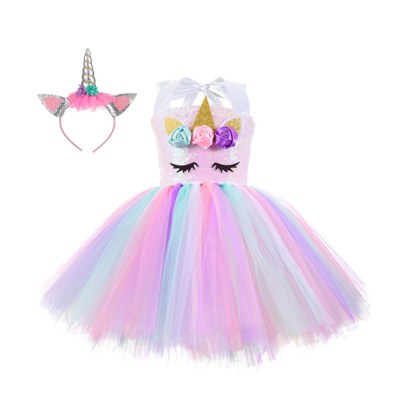 Unicorn Halloween Costume Princess With Lining Children's Dress