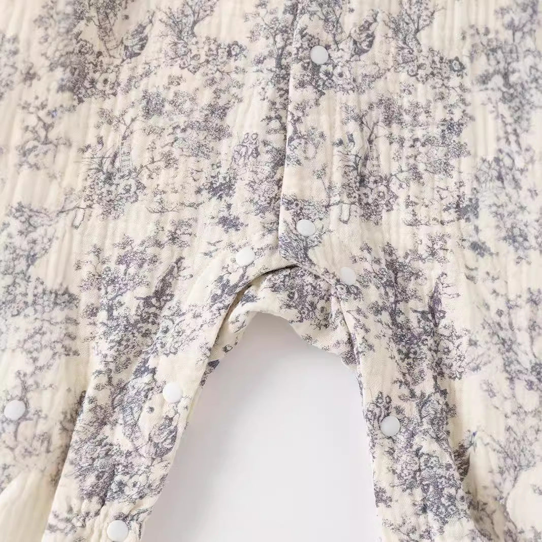 Floral Jumpsuit Born Cotton Clothes Chinese Style Ink Painting Princess Jumpsuit, Climbing Suit