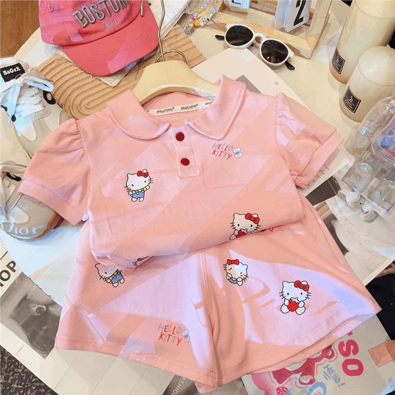 Short-sleeved Suit Summer Cartoon Korean Sports Casual Children's T-shirt