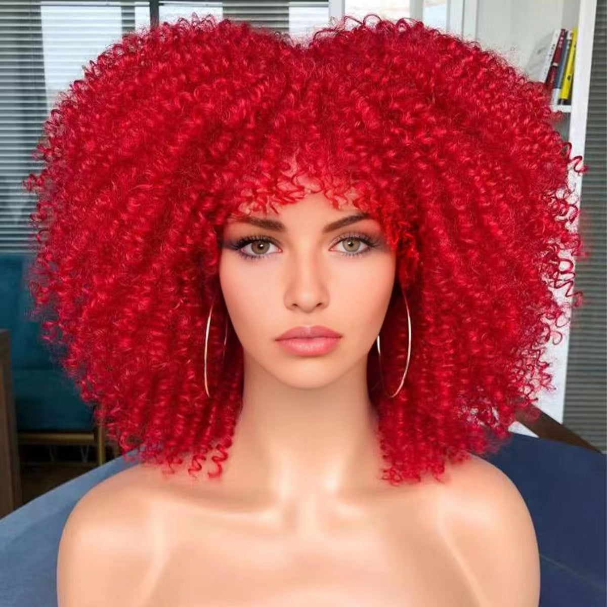 African Small Afro Rose Net Synthetic Wig Short Curly Hair