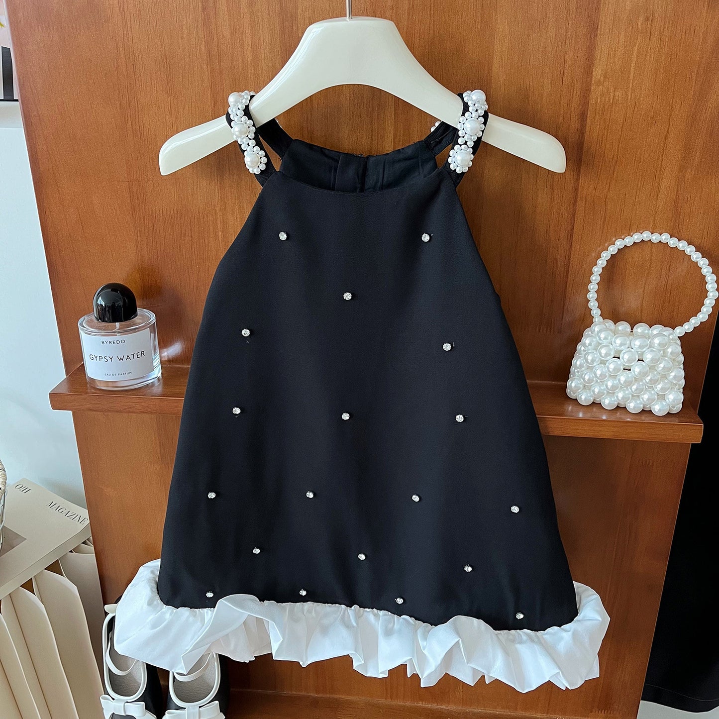 Summer Korean Style Black Princess Suspender Western Children's Dress