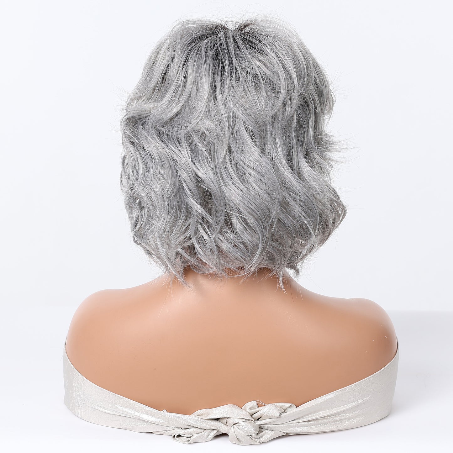 Fashion Grandma Natural Light Gray Fluffy Wig Short Curly Hair