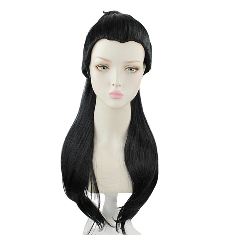 Sier Gradient Green Ponytail Curly Long Hair Winding Cos Wig