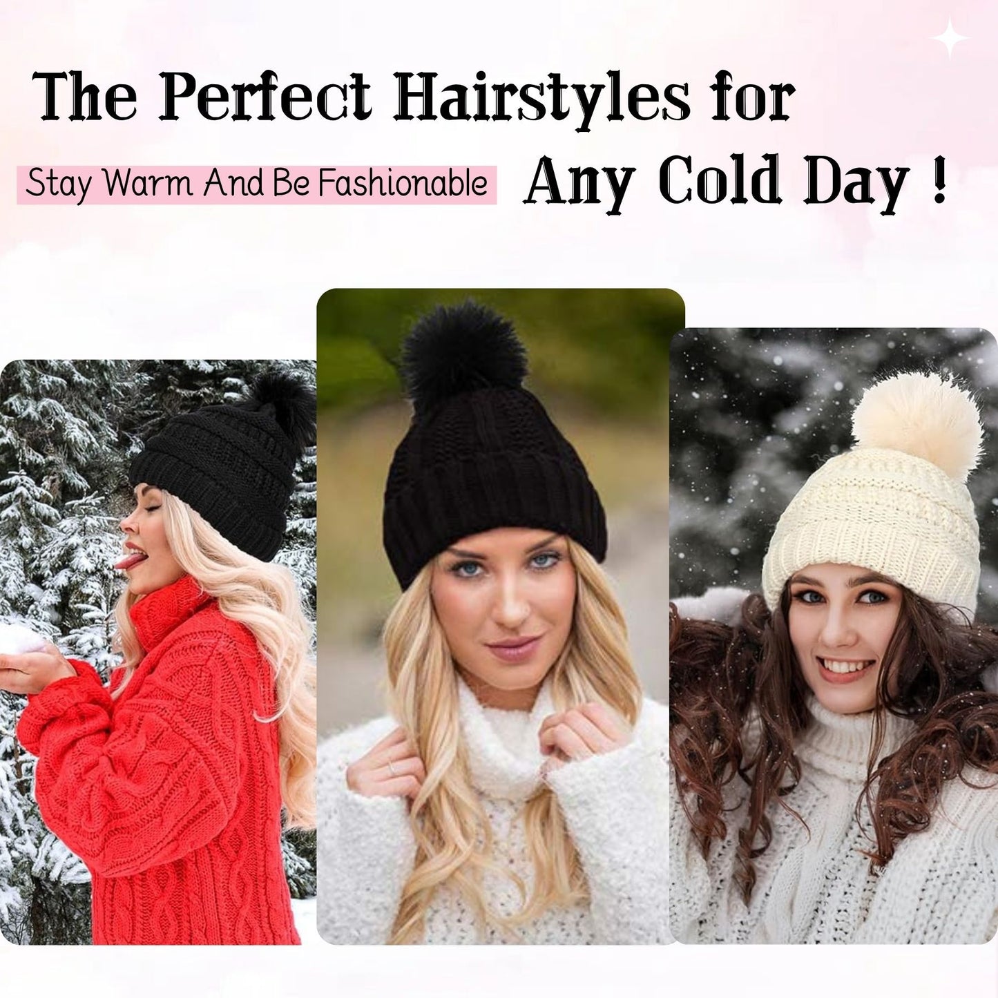 Women's Hair Big Wave Hat Solid Color Wig Long Curls