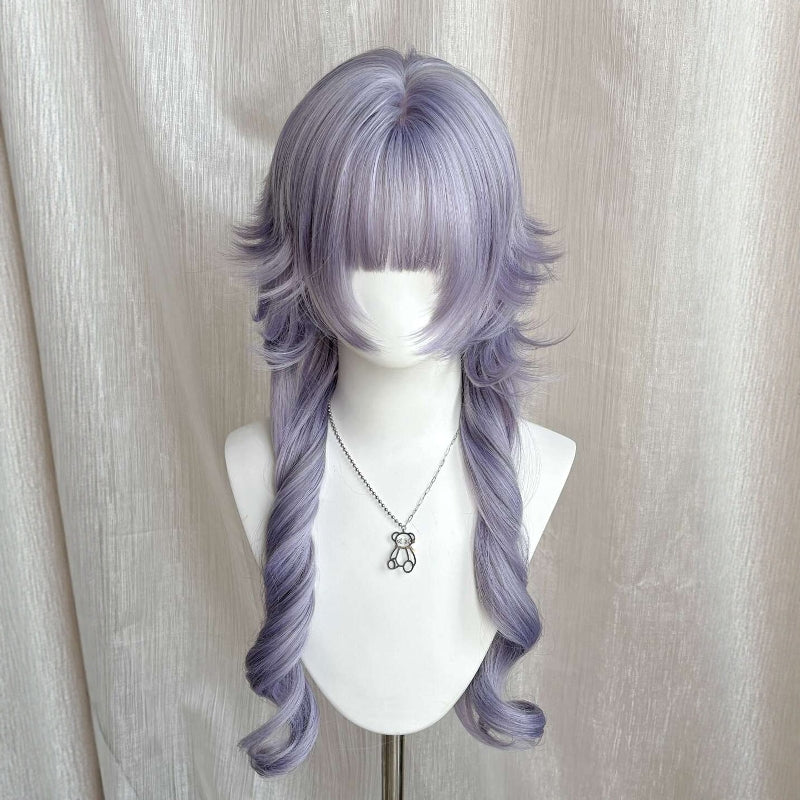 Female Bangs Purple Warped Jellyfish Head Curly Hair Universal Natural Long Straight Wig