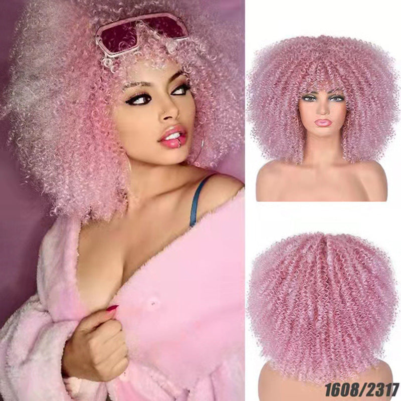 Women's Chemical Fiber African Small Volume Afro Wig Short Curly Hair