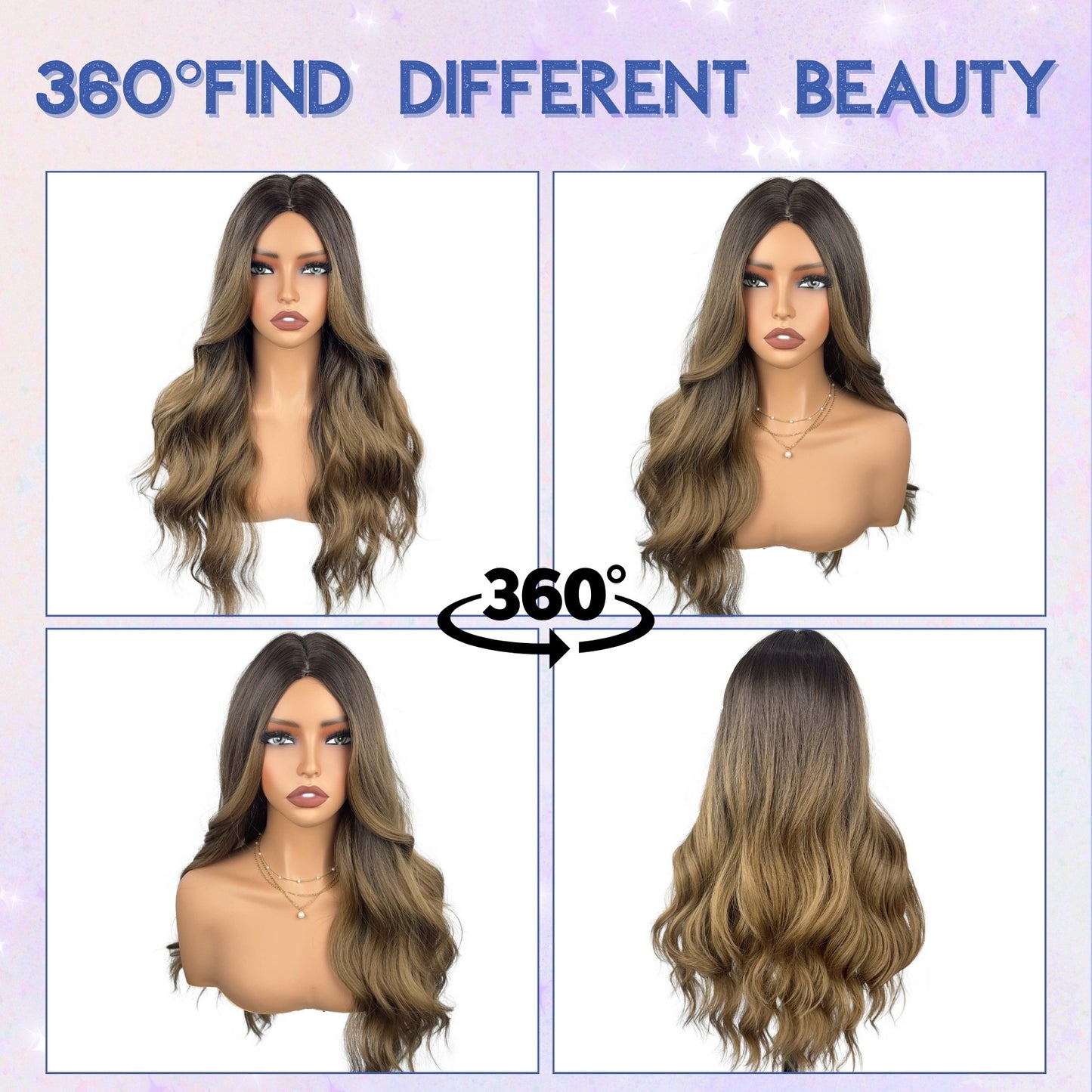Fashion Fluffy Gradient Color Big Wave Curly Hair Synthetic Wig Long Curls