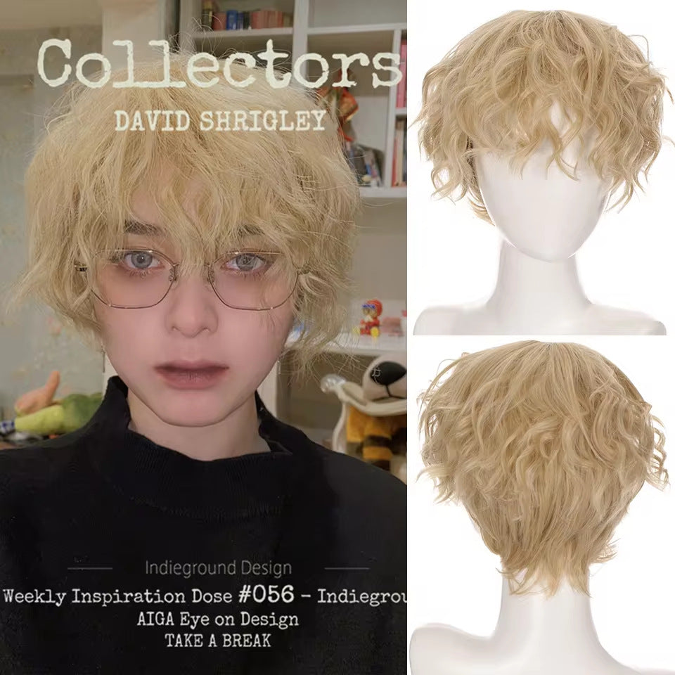 Men's Short Curly Hair Synthetic Fiber Handsome Men's Wig