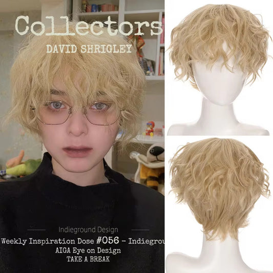 Men's Short Curly Hair Synthetic Fiber Handsome Men's Wig
