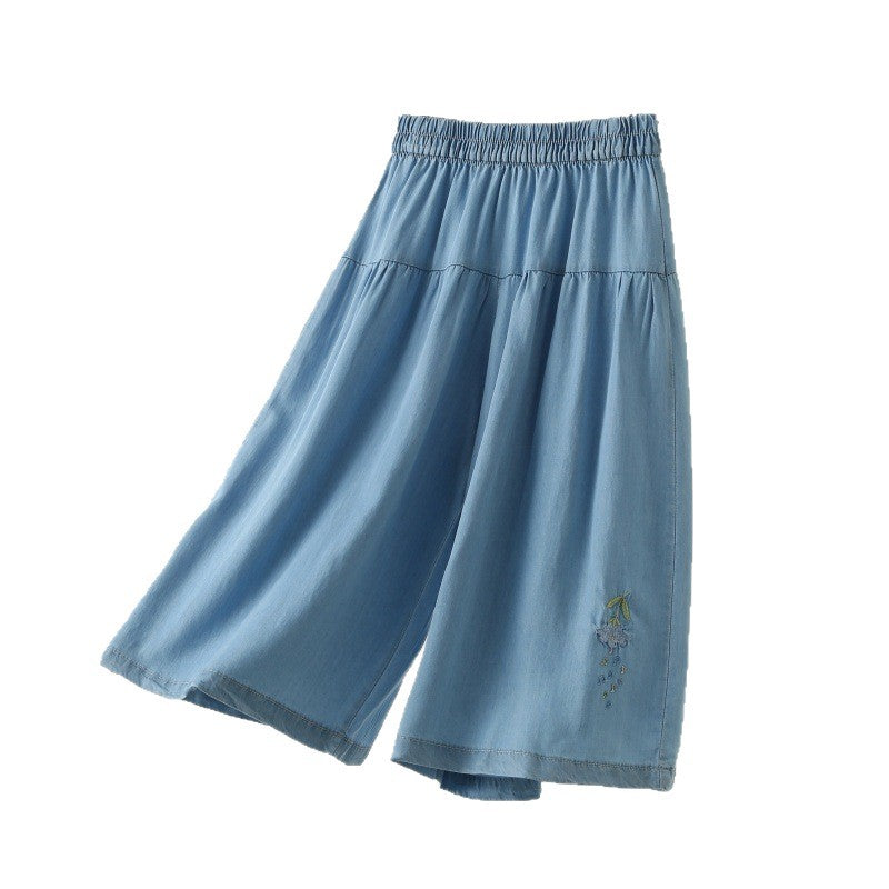 Children's Thin Cool Small Teen Wide Leg Imitation Denim Children's Pants