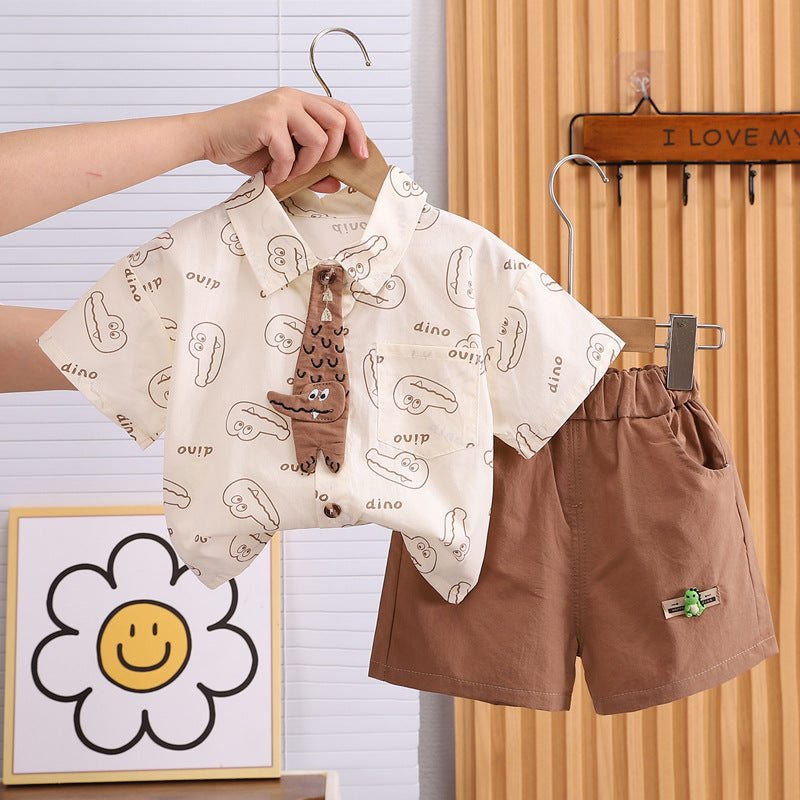 Children's Summer Clothes Blouse Short-sleeved Two-piece Trendy Children's Suit
