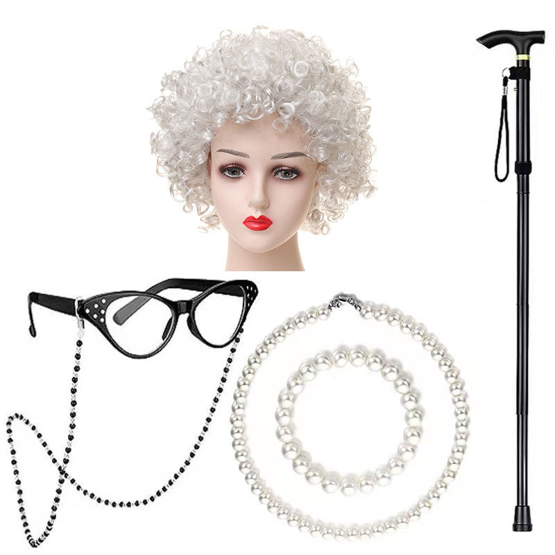 School Day Grandma Sheath Halloween Grandpa Cos Wig