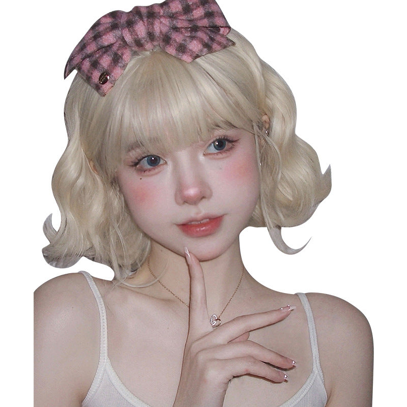 Women's Long Korean Style Fashion Sheath Wig Short Curly Hair