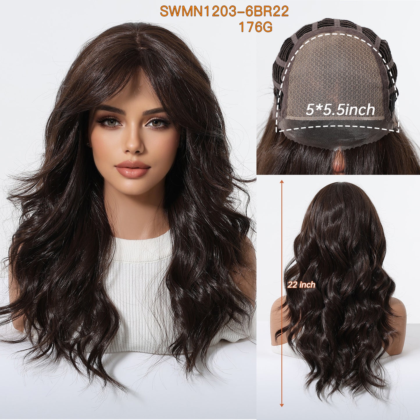 Curly Hair Female Natural Full Top Head Cover Seamless Gray Wig Long Curls