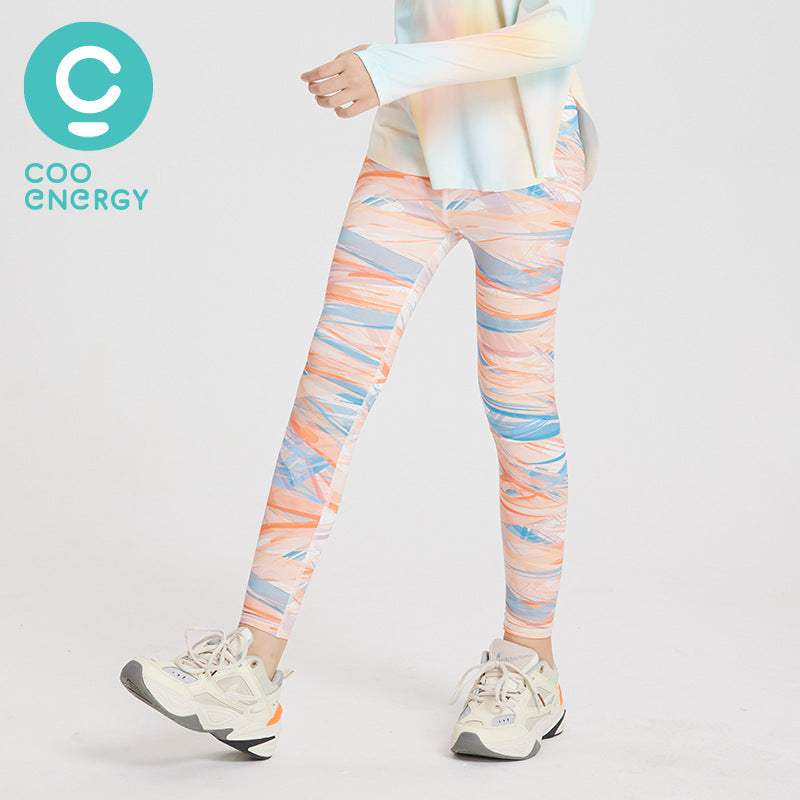 Children's Yoga Summer Casual Morning Running High Elastic Sports Trousers Children's Pants