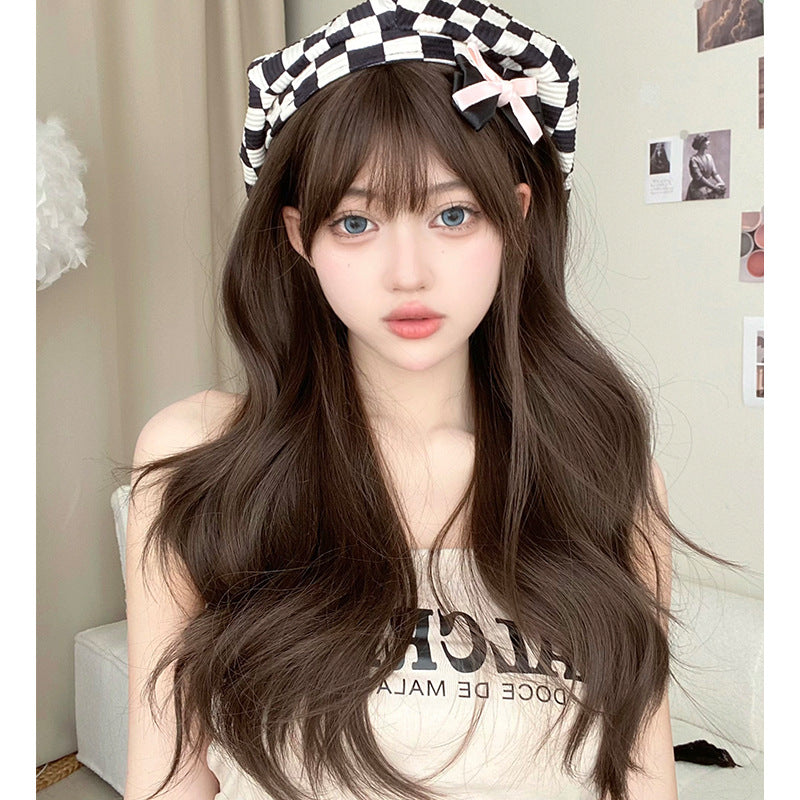 Women's Gentle Temperament Curly Hair Fashion Lady Big Wave Sheath Wig Long Curls
