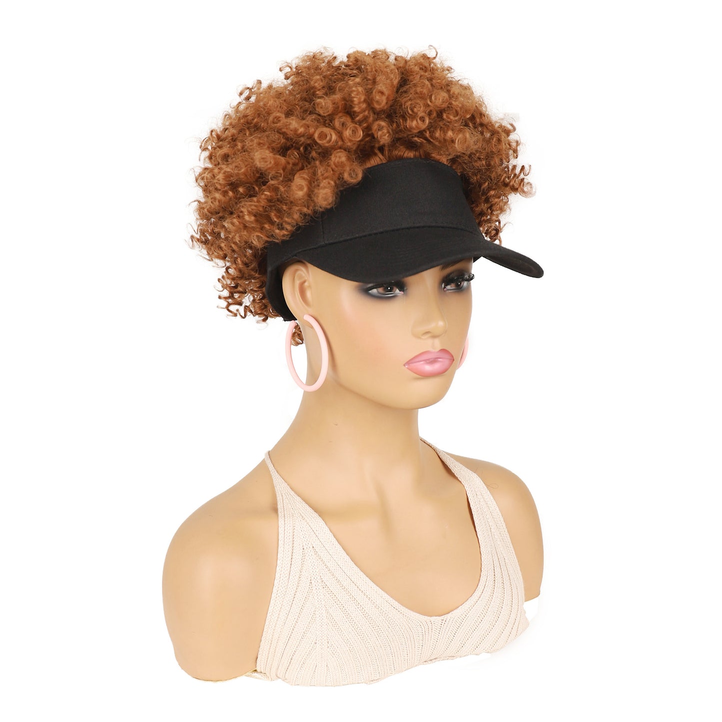 Women's Hat Small Roll Head Cover Screw Spring Wig Short Curly Hair