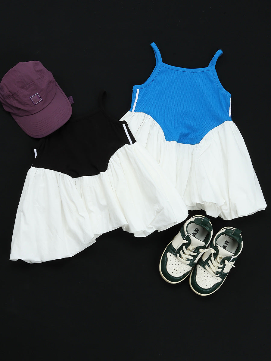 Children's Summer Mountain Fake Two-piece Skirts Clothing Contrast Color Breathable Children's T-shirt