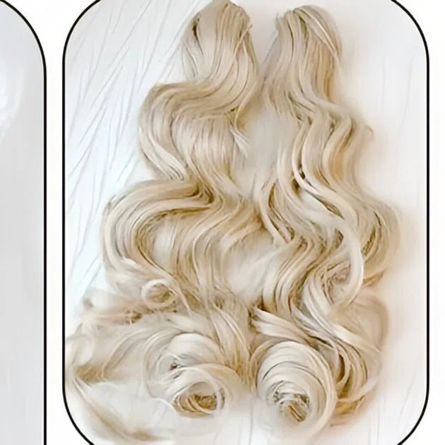 Tiger Mouth Grip Cream White Gold Color Roman Curly Hair Wig Long Curls