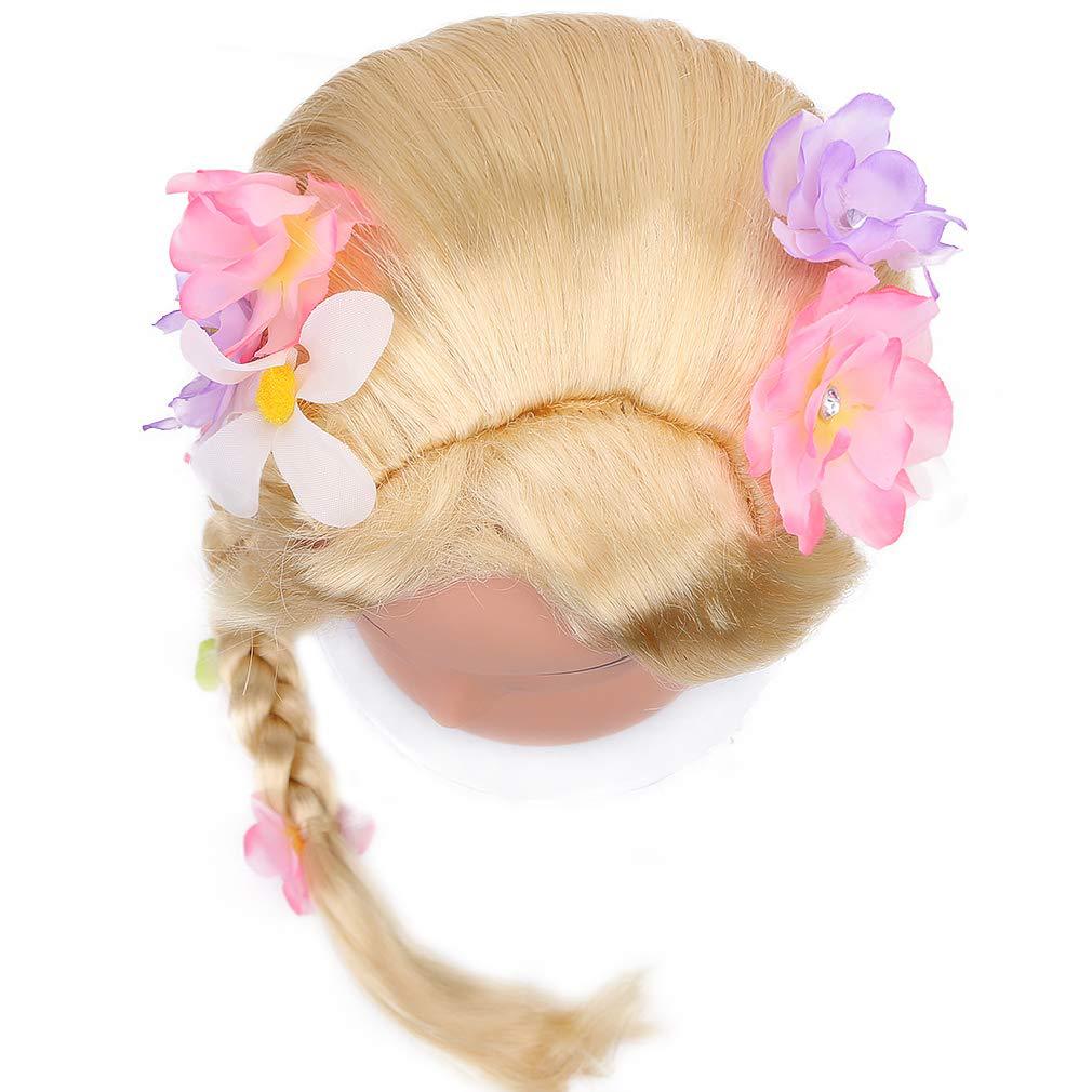 Long Hair Princess Braid Full Head Flower Cos Wig