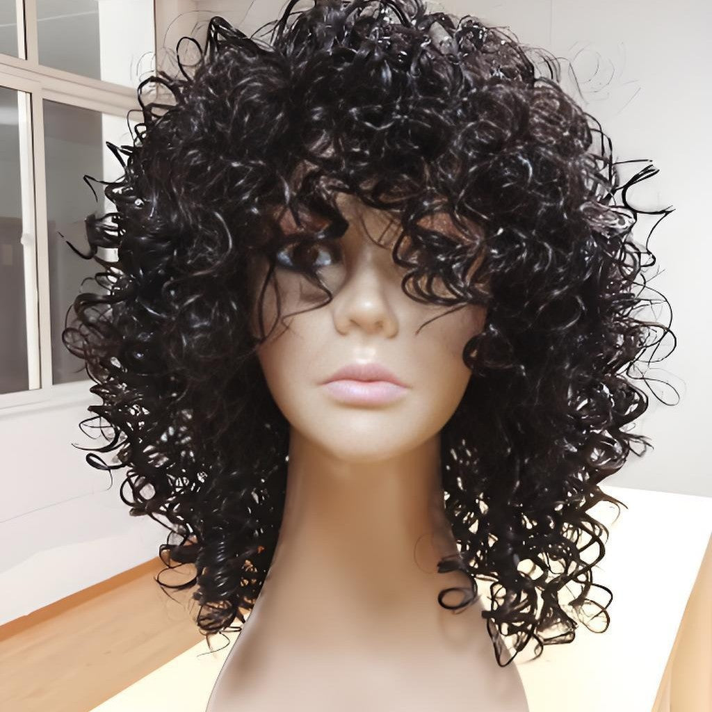 Afro Chemical Fiber Whole Head Cover Wig Short Curly Hair