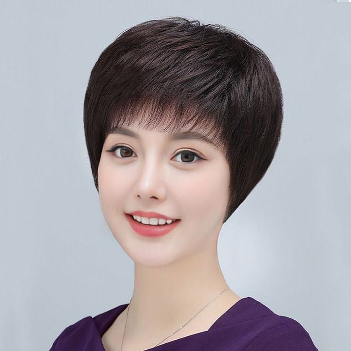Top Short Texture Hot Fluffy Natural Covering Gray Real Hair Wig