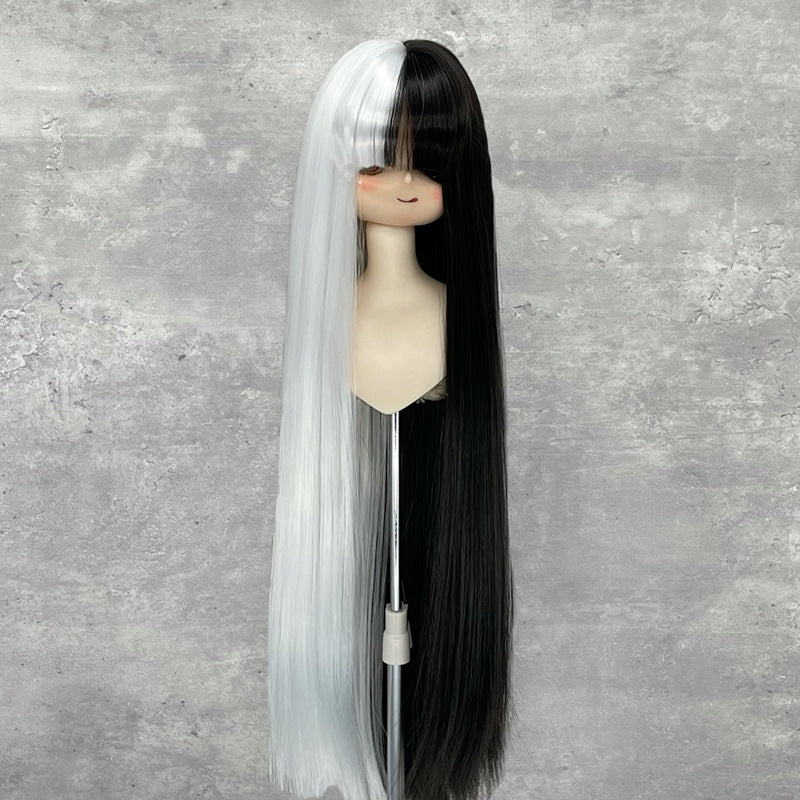 Black White Head Two-dimensional Doll Points Cos Wig