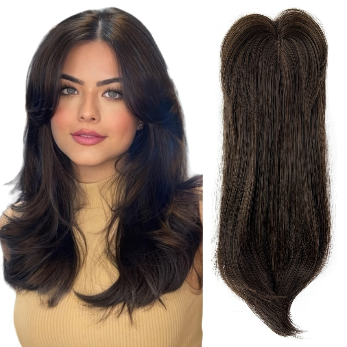 Women's Hairpiece Gradient Color Bangs Chemical Fiber Long Curly Hair Natural Wig
