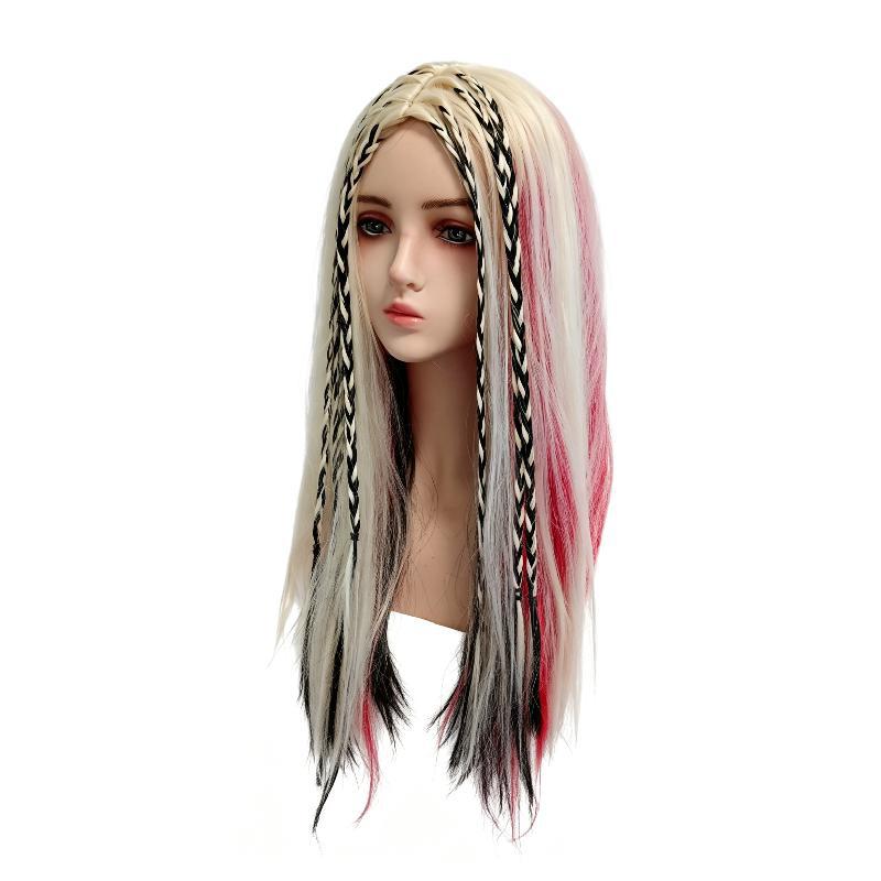 Harley Quinn Suicide Squad Black Red Straight Hair Boxing Cos Wig