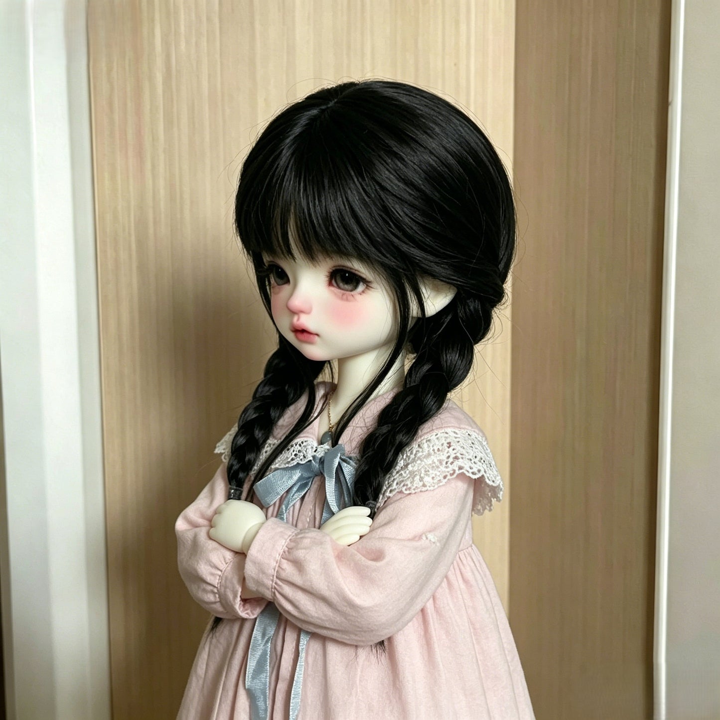 Doll Points Black Straight Bangs Double Cos Wig