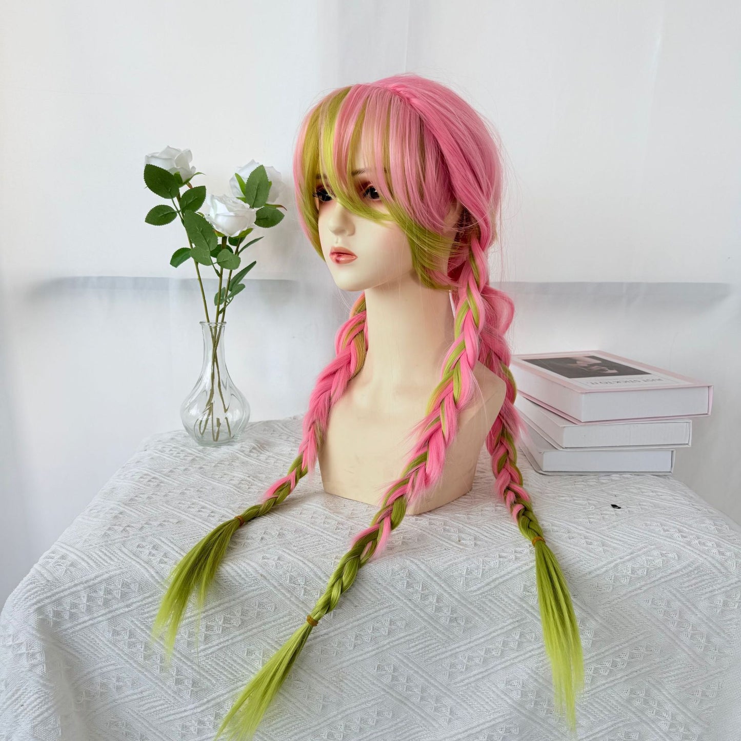Glass Thick Twist Braid Gradient Color Whole Head Cover Long Cos Wig
