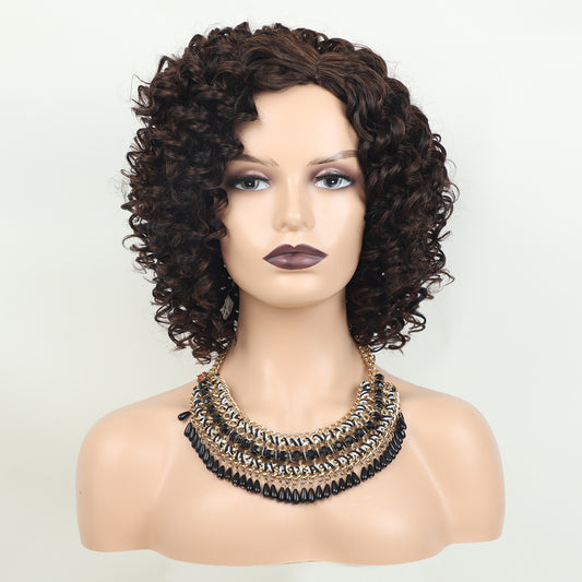 Women's African Volume Chemical Fiber People Sheath Wig Short Straight Hair