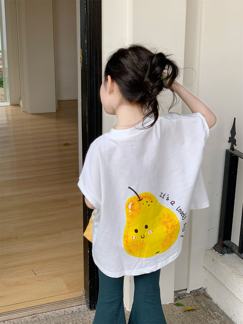 Children's Pear Loose Summer Wide Korean Style Short Sleeve Top Denim Children's T-shirt