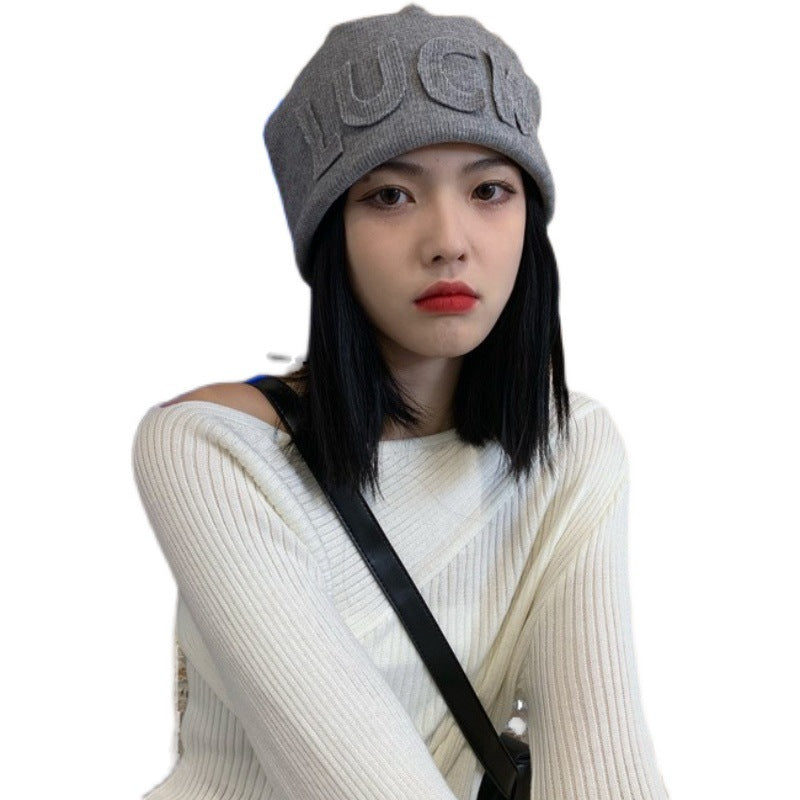 Women's One-piece Shoulder Fashion Alphabet Knitting Pile Wig Short Straight Hair