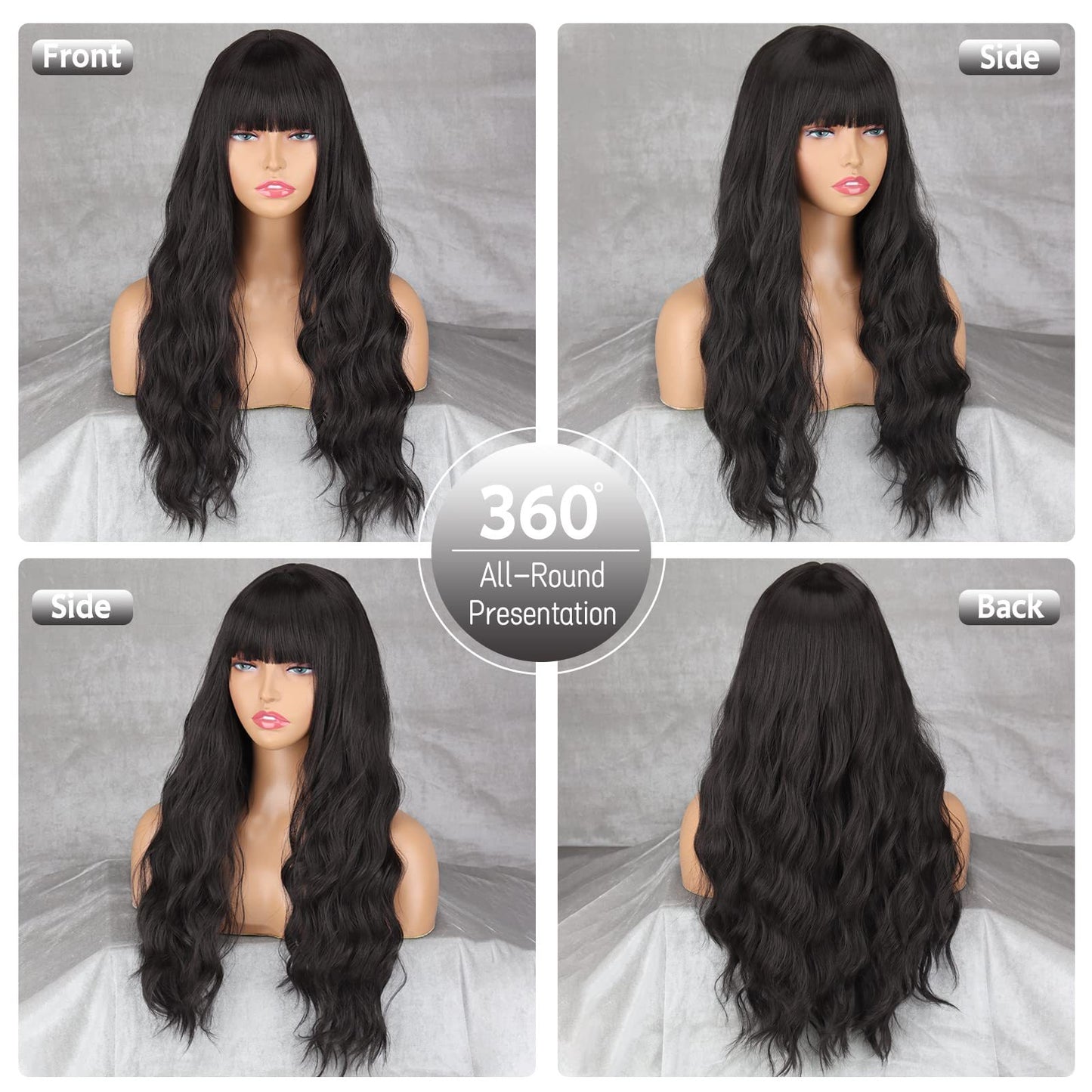 Black Curly Hair Multiple Colors Fiber Wig Long Curls