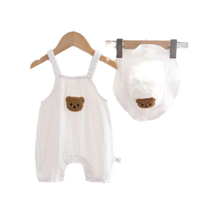 Clothes For Babies Summer Romper Sling Cotton Gauze Boneless Jumpsuit, Climbing Suit