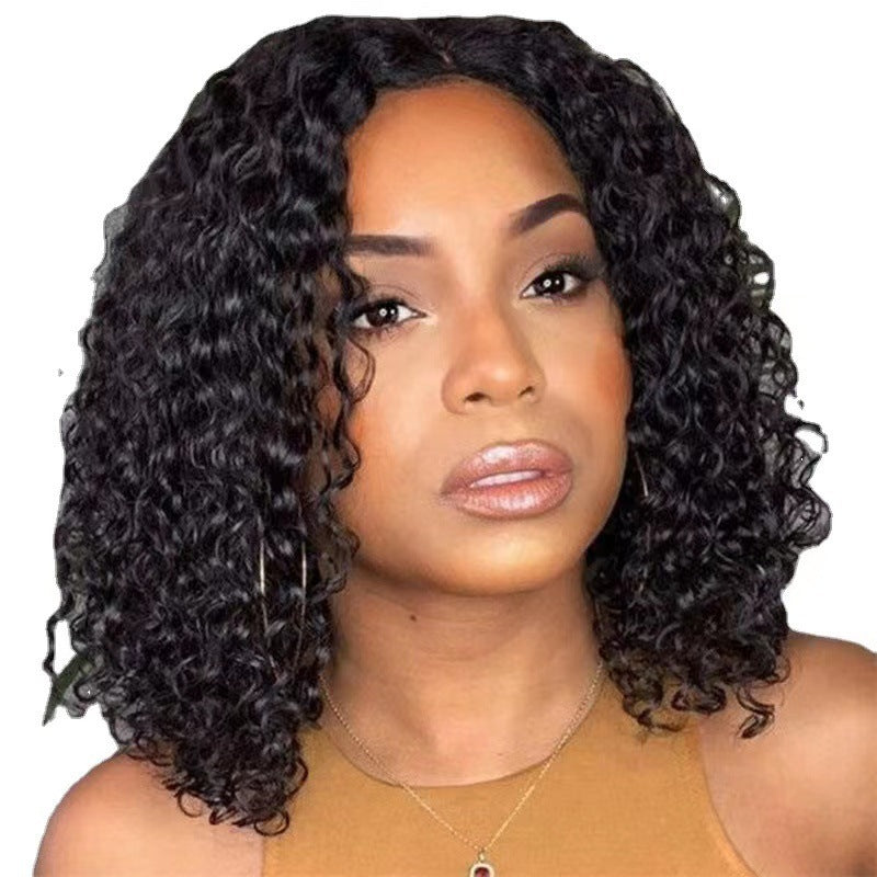Fashion Head Cover Small Volume Afro Black Fluffy Synthetic Wig Short Curly Hair