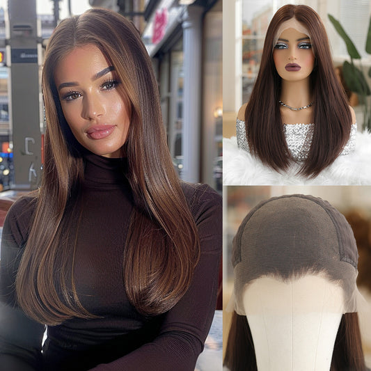Lace Hand-woven Mid-length Hair Casual Sewing Long Straight Wig