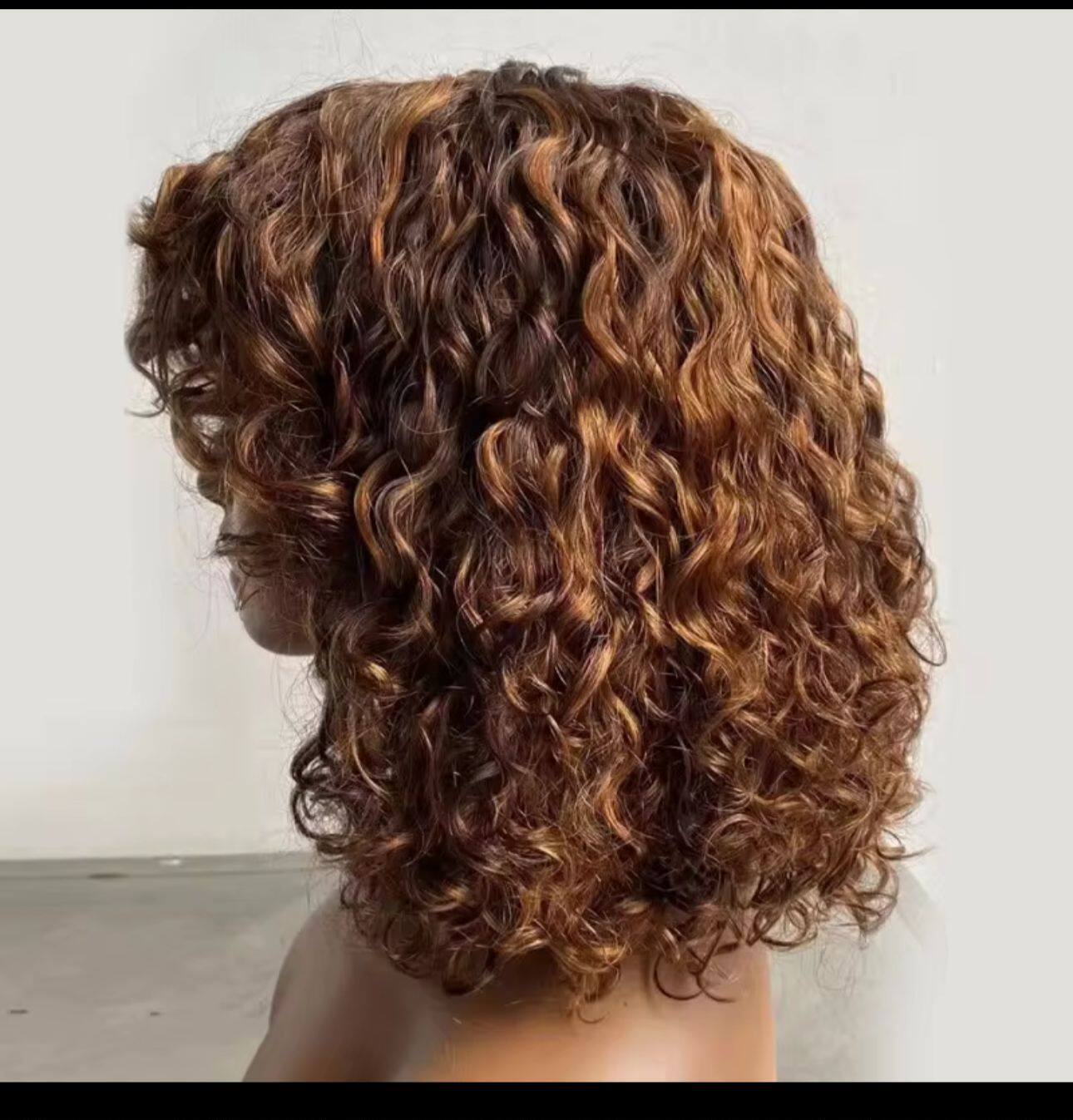 Women's Gradient Color African Small Volume Fluffy Chemical Fiber Silk Synthetic Wig Short Curly Hair