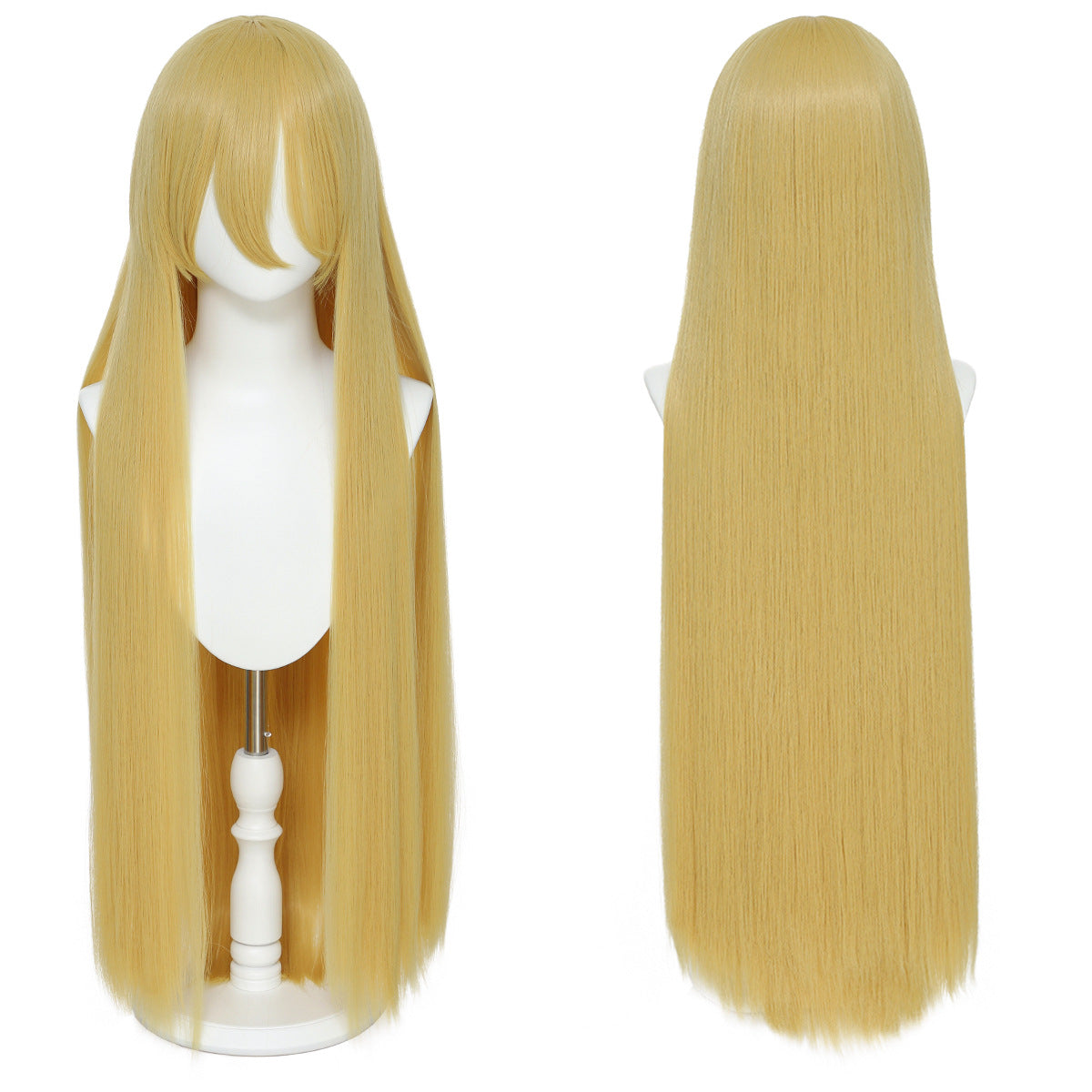 Long Straight Hair Hairpiece Blank Black White Cos Wig