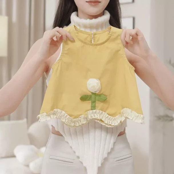 Sunflower Summer Tree Lacework Top Shorts Three-dimensional Clothes Children's Suit
