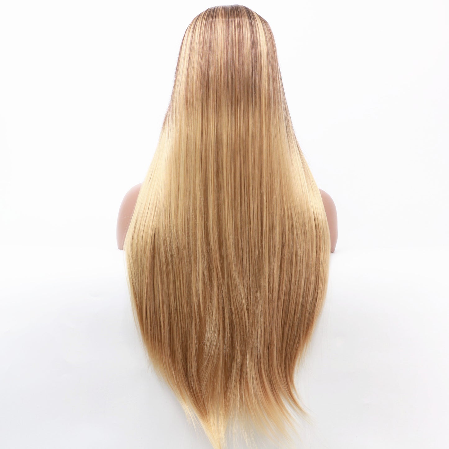 Women's Hair Dyed Chemical Fiber Brown Gradient Gold Long Straight Wig