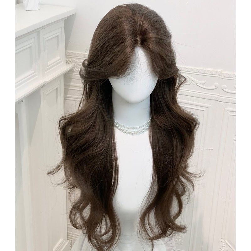 Women's Cold Brown Lace Mid-length Curly Hair Graceful Fashionable Wig Long Curls