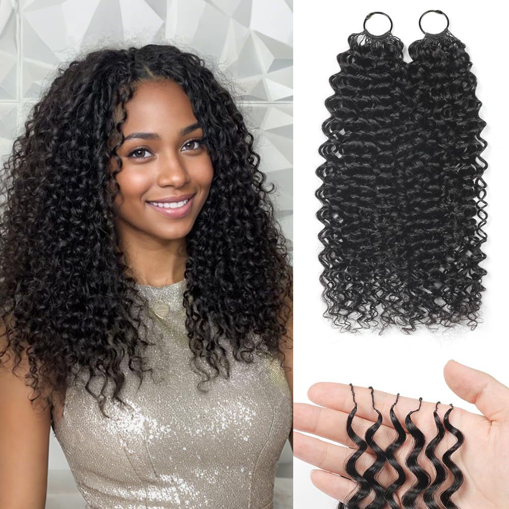 Glamorous Crochet Hair Extension Feather Human Wig Long Curls