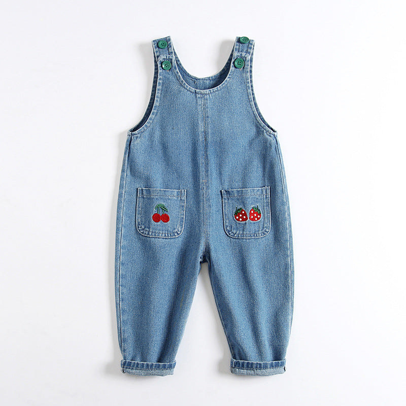 Children's Clothing Suspender Korean Style Western Strawberry Children's Pants